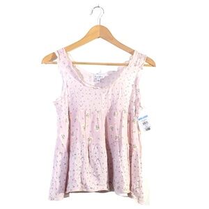 Love + Fire Pink Floral Sleeveless Ruffled Top L